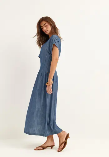 Lang denim kjole dame